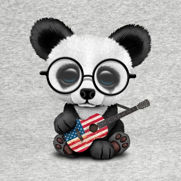 Baby Panda Playing American Flag Guitar by jeffbartels